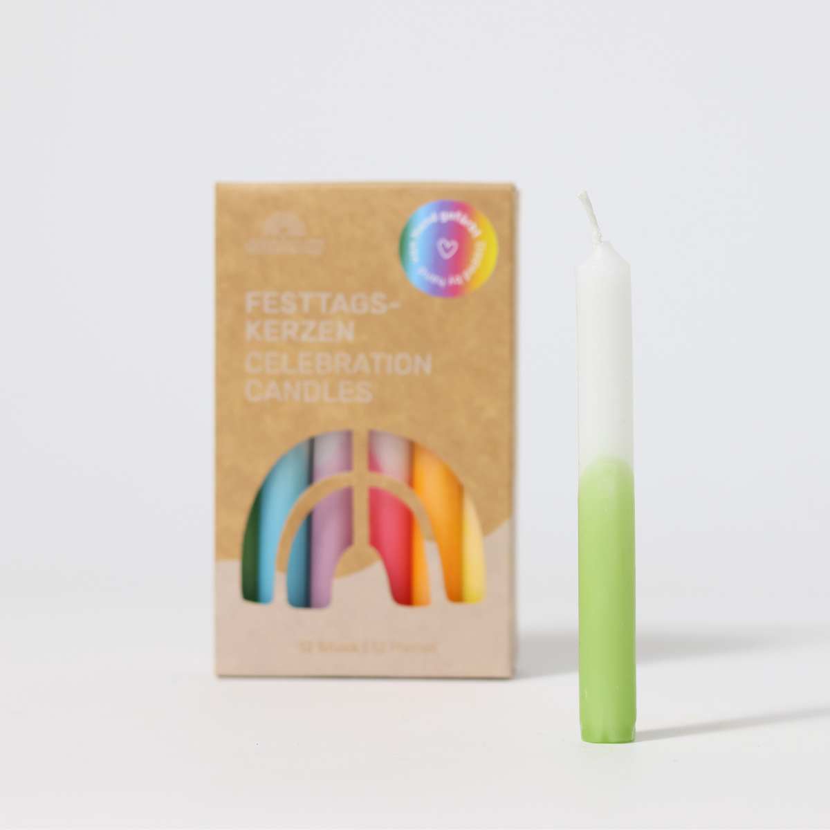 Festtags-Kerzen Dip-Dye Regenbogen VE 12 Stk.
